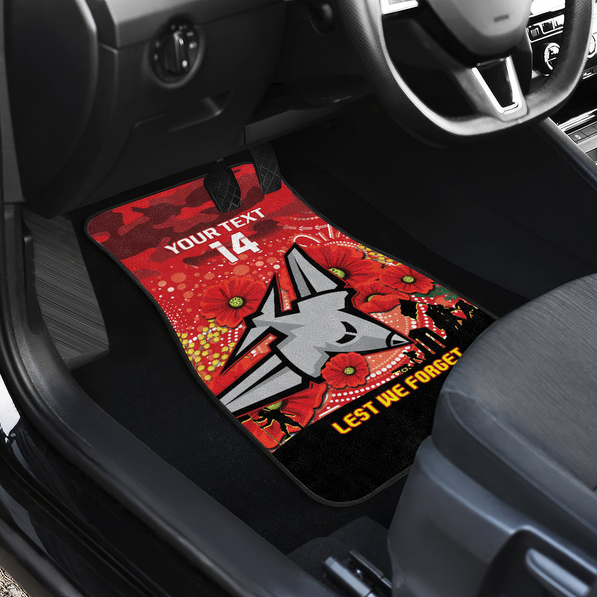 Custom Essendon Football ANZAC Car Mats Gallipoli Camouflage With Poppies
