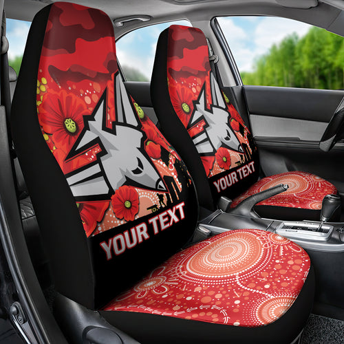 Custom Essendon Football ANZAC Car Seat Cover Gallipoli Camouflage With Poppies