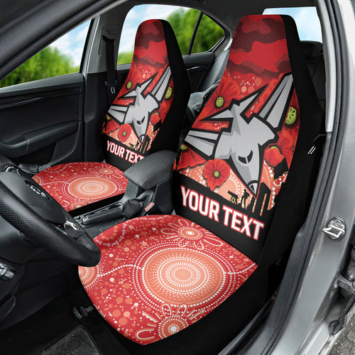 Custom Essendon Football ANZAC Car Seat Cover Gallipoli Camouflage With Poppies