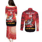 Custom Essendon Football ANZAC Couples Matching Puletasi and Long Sleeve Button Shirt Gallipoli Camouflage With Poppies