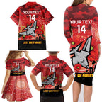 Custom Essendon Football ANZAC Family Matching Long Sleeve Bodycon Dress and Hawaiian Shirt Gallipoli Camouflage With Poppies