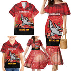 Custom Essendon Football ANZAC Family Matching Mermaid Dress and Hawaiian Shirt Gallipoli Camouflage With Poppies