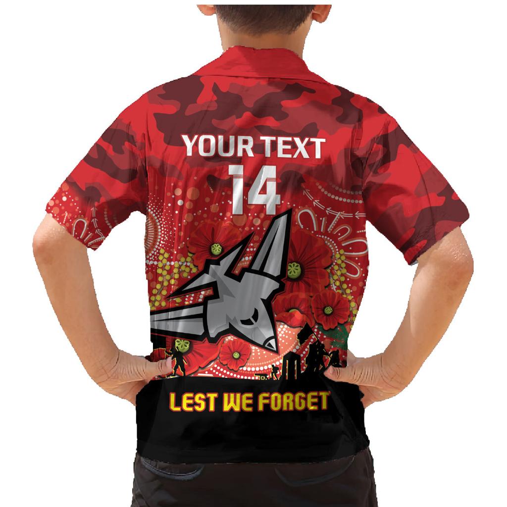 Custom Essendon Football ANZAC Family Matching Mermaid Dress and Hawaiian Shirt Gallipoli Camouflage With Poppies