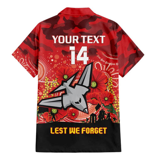 Custom Essendon Football ANZAC Family Matching Mermaid Dress and Hawaiian Shirt Gallipoli Camouflage With Poppies