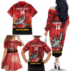 Custom Essendon Football ANZAC Family Matching Off Shoulder Long Sleeve Dress and Hawaiian Shirt Gallipoli Camouflage With Poppies