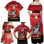 Custom Essendon Football ANZAC Family Matching Off Shoulder Maxi Dress and Hawaiian Shirt Gallipoli Camouflage With Poppies