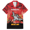 Custom Essendon Football ANZAC Family Matching Off Shoulder Short Dress and Hawaiian Shirt Gallipoli Camouflage With Poppies