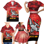 Custom Essendon Football ANZAC Family Matching Short Sleeve Bodycon Dress and Hawaiian Shirt Gallipoli Camouflage With Poppies