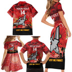 Custom Essendon Football ANZAC Family Matching Short Sleeve Bodycon Dress and Hawaiian Shirt Gallipoli Camouflage With Poppies