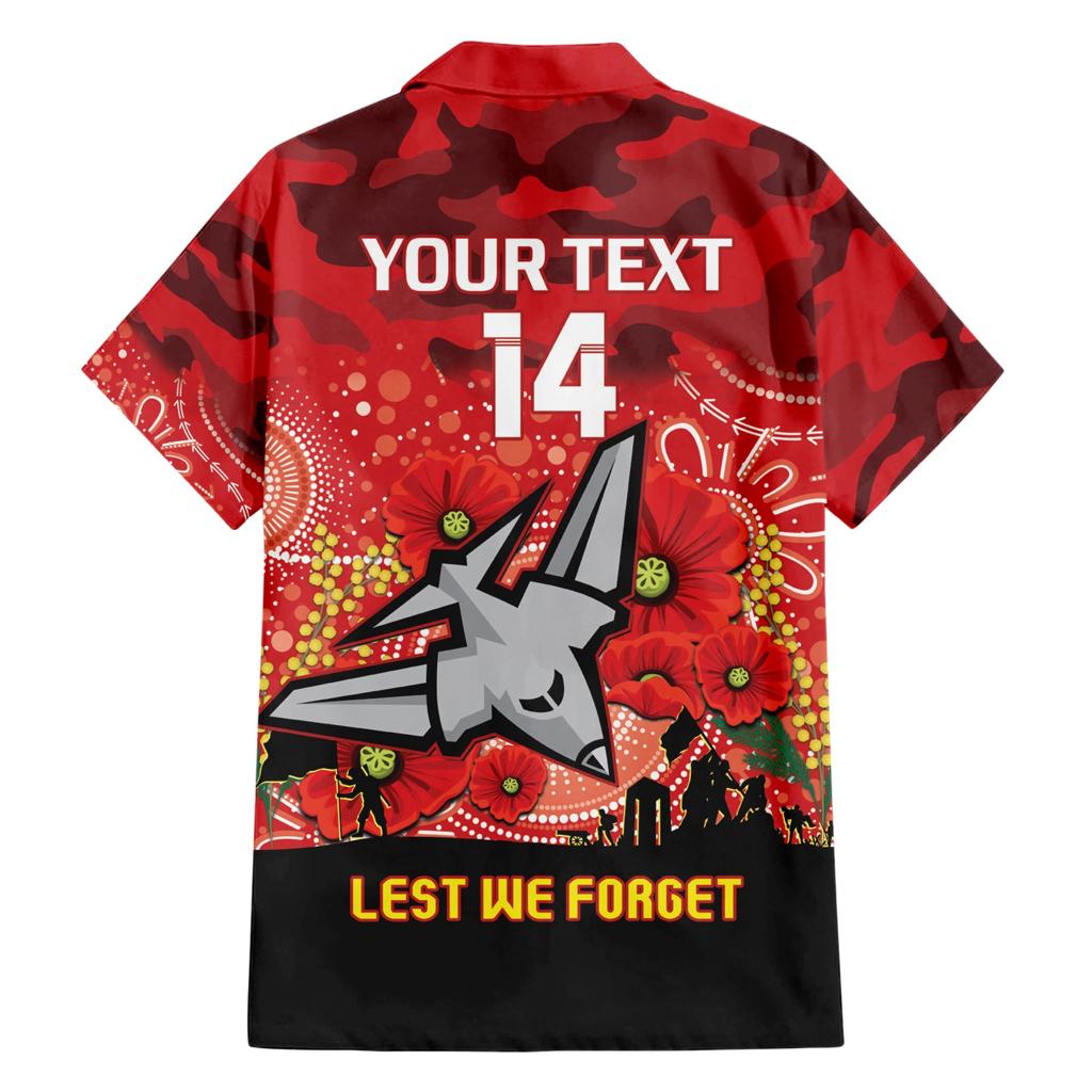 Custom Essendon Football ANZAC Family Matching Short Sleeve Bodycon Dress and Hawaiian Shirt Gallipoli Camouflage With Poppies