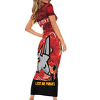 Custom Essendon Football ANZAC Family Matching Short Sleeve Bodycon Dress and Hawaiian Shirt Gallipoli Camouflage With Poppies