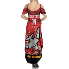Custom Essendon Football ANZAC Family Matching Summer Maxi Dress and Hawaiian Shirt Gallipoli Camouflage With Poppies