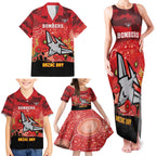 Custom Essendon Football ANZAC Family Matching Tank Maxi Dress and Hawaiian Shirt Gallipoli Camouflage With Poppies