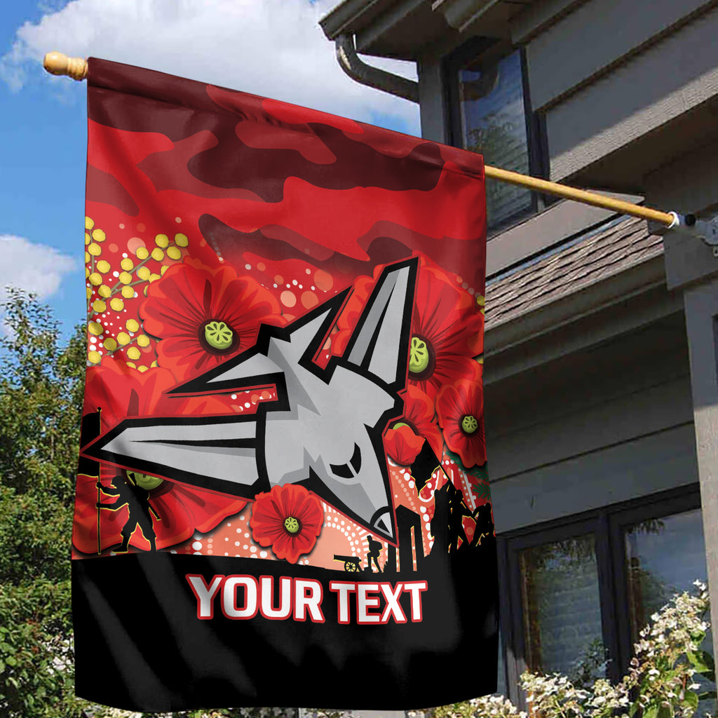 Custom Essendon Football ANZAC Garden Flag Gallipoli Camouflage With Poppies