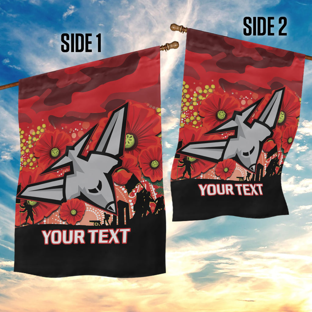 Custom Essendon Football ANZAC Garden Flag Gallipoli Camouflage With Poppies