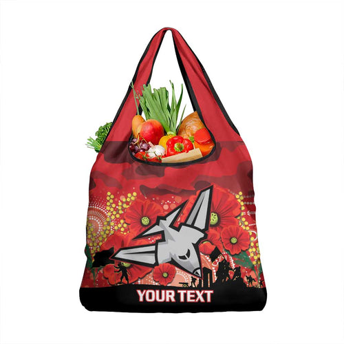 Custom Essendon Football ANZAC Grocery Bag Gallipoli Camouflage With Poppies