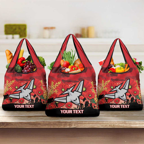 Custom Essendon Football ANZAC Grocery Bag Gallipoli Camouflage With Poppies