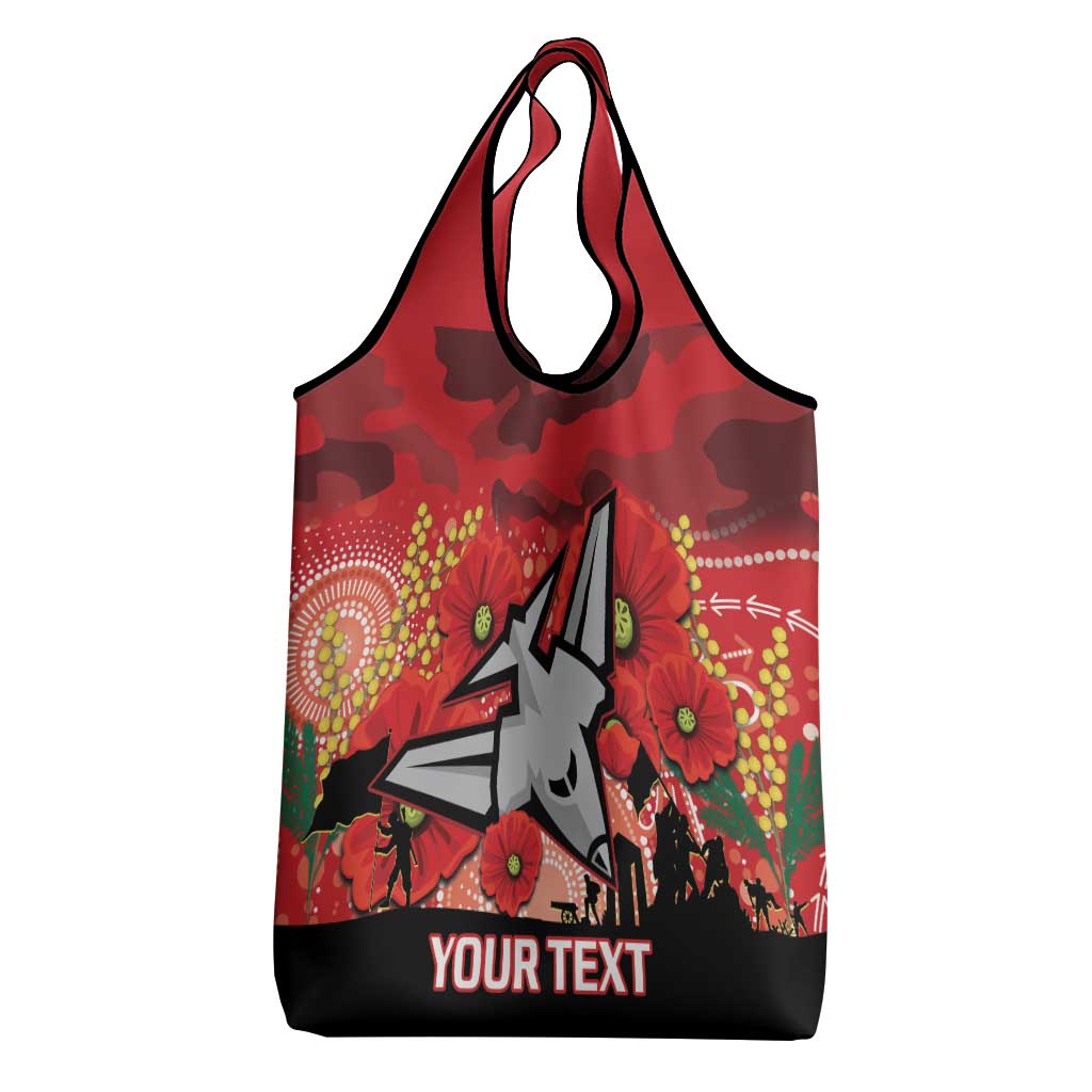 Custom Essendon Football ANZAC Grocery Bag Gallipoli Camouflage With Poppies