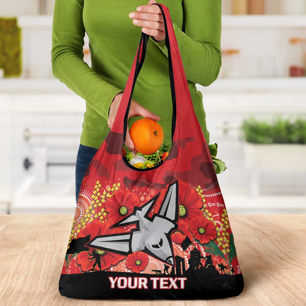 Custom Essendon Football ANZAC Grocery Bag Gallipoli Camouflage With Poppies