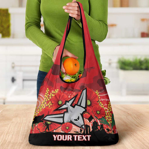 Custom Essendon Football ANZAC Grocery Bag Gallipoli Camouflage With Poppies
