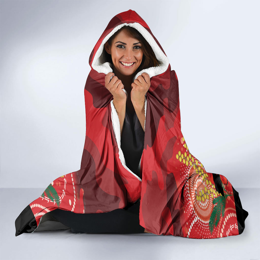 Custom Essendon Football ANZAC Hooded Blanket Gallipoli Camouflage With Poppies