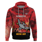 Custom Essendon Football ANZAC Hoodie Gallipoli Camouflage With Poppies