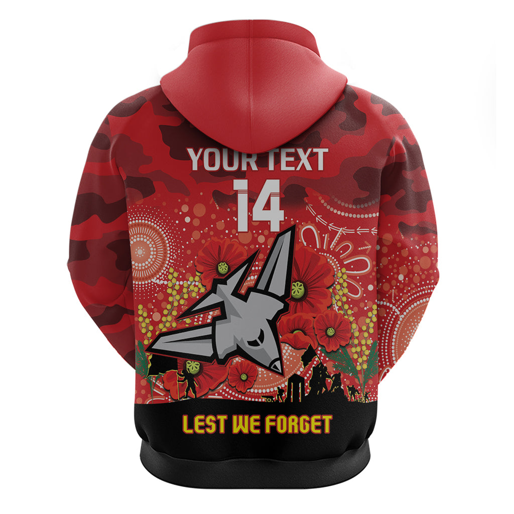 Custom Essendon Football ANZAC Hoodie Gallipoli Camouflage With Poppies