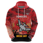 Custom Essendon Football ANZAC Hoodie Gallipoli Camouflage With Poppies