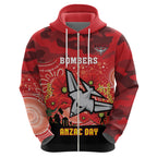 Custom Essendon Football ANZAC Hoodie Gallipoli Camouflage With Poppies