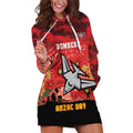 Custom Essendon Football ANZAC Hoodie Dress Gallipoli Camouflage With Poppies
