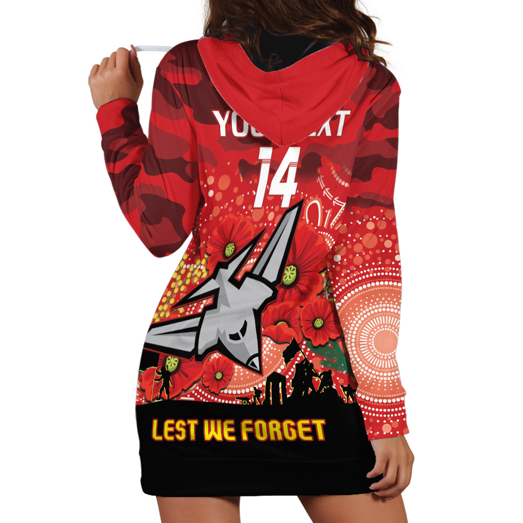 Custom Essendon Football ANZAC Hoodie Dress Gallipoli Camouflage With Poppies