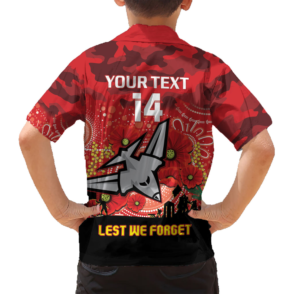 Custom Essendon Football ANZAC Kid Hawaiian Shirt Gallipoli Camouflage With Poppies