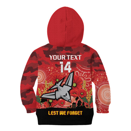 Custom Essendon Football ANZAC Kid Hoodie Gallipoli Camouflage With Poppies