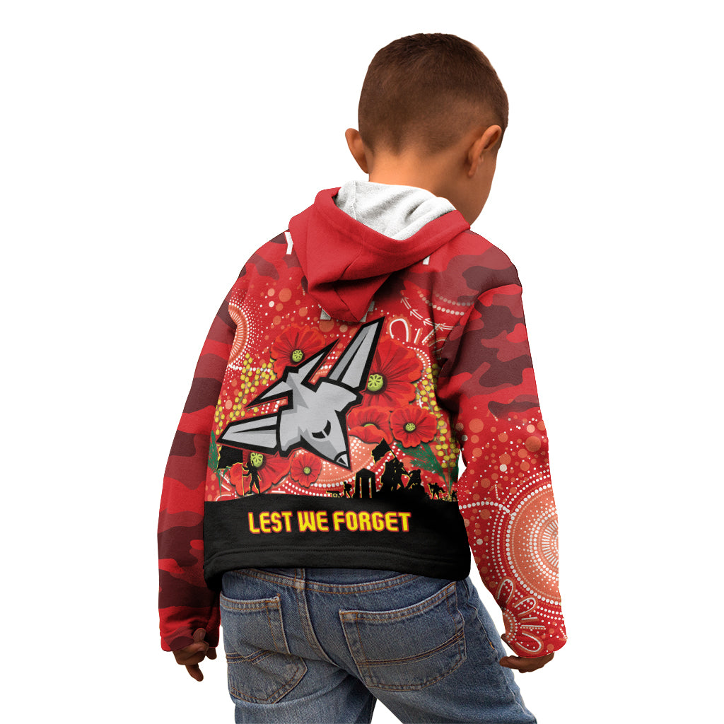 Custom Essendon Football ANZAC Kid Hoodie Gallipoli Camouflage With Poppies