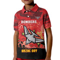 Custom Essendon Football ANZAC Kid Polo Shirt Gallipoli Camouflage With Poppies