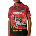 Custom Essendon Football ANZAC Kid Polo Shirt Gallipoli Camouflage With Poppies