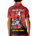 Custom Essendon Football ANZAC Kid Polo Shirt Gallipoli Camouflage With Poppies