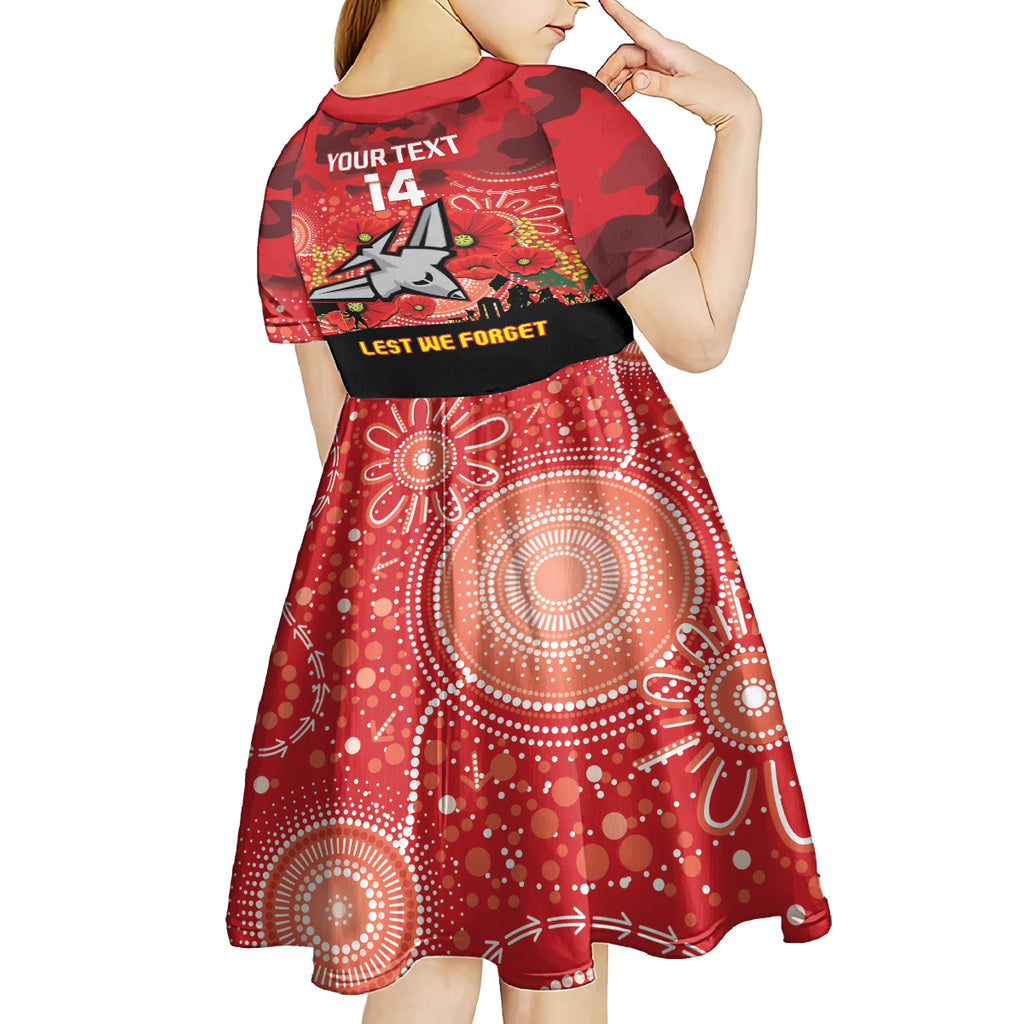 Custom Essendon Football ANZAC Kid Short Sleeve Dress Gallipoli Camouflage With Poppies