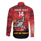Custom Essendon Football ANZAC Long Sleeve Button Shirt Gallipoli Camouflage With Poppies