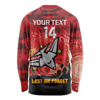 Custom Essendon Football ANZAC Long Sleeve Shirt Gallipoli Camouflage With Poppies