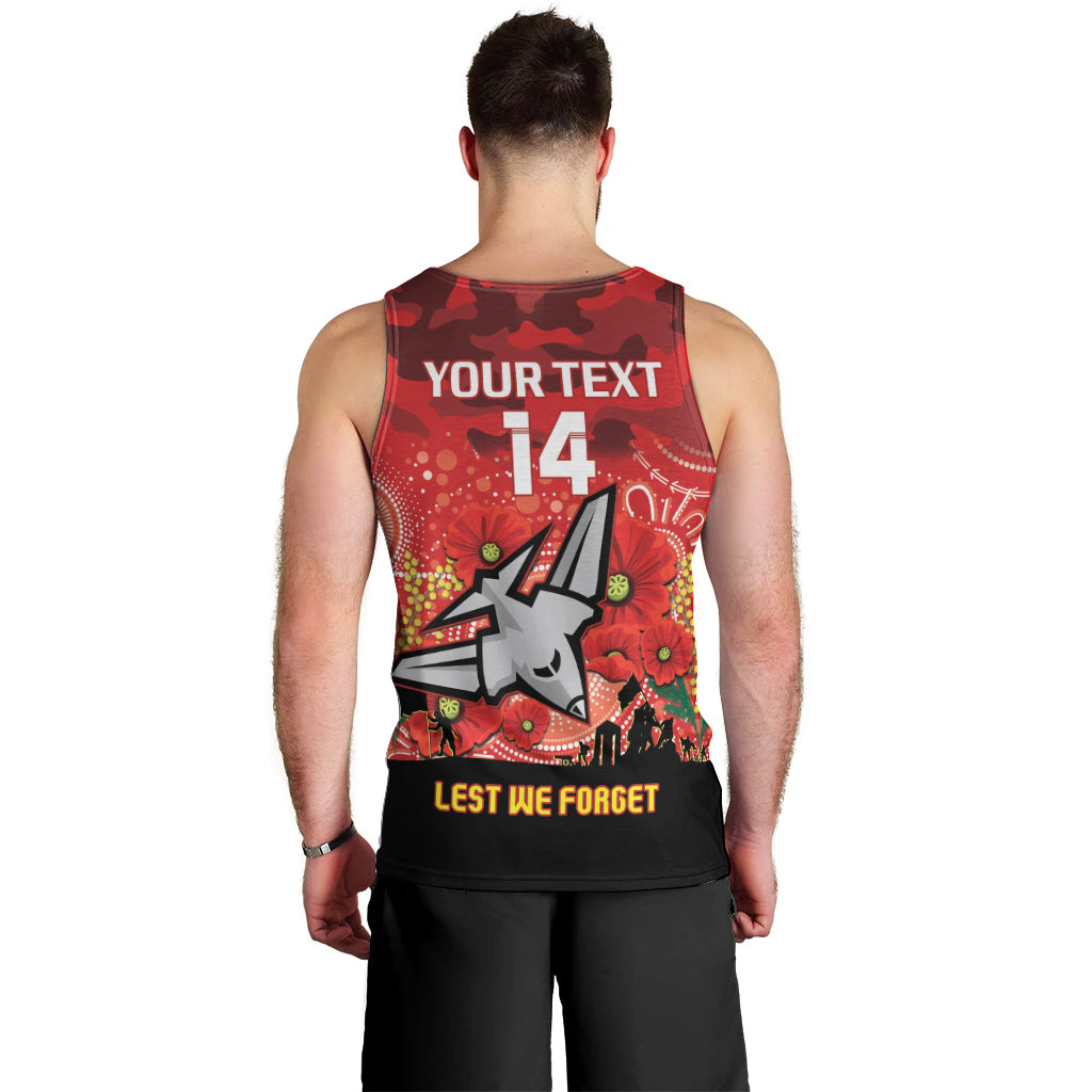 Custom Essendon Football ANZAC Men Tank Top Gallipoli Camouflage With Poppies