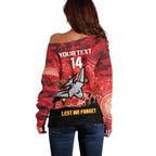 Custom Essendon Football ANZAC Off Shoulder Sweater Gallipoli Camouflage With Poppies