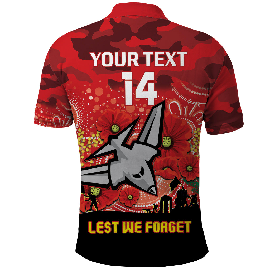 Custom Essendon Football ANZAC Polo Shirt Gallipoli Camouflage With Poppies
