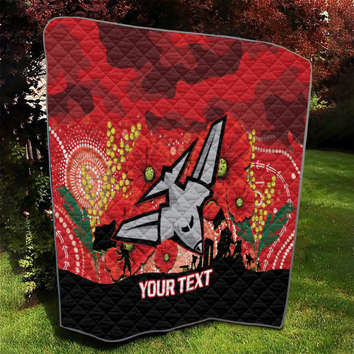 Custom Essendon Football ANZAC Quilt Gallipoli Camouflage With Poppies