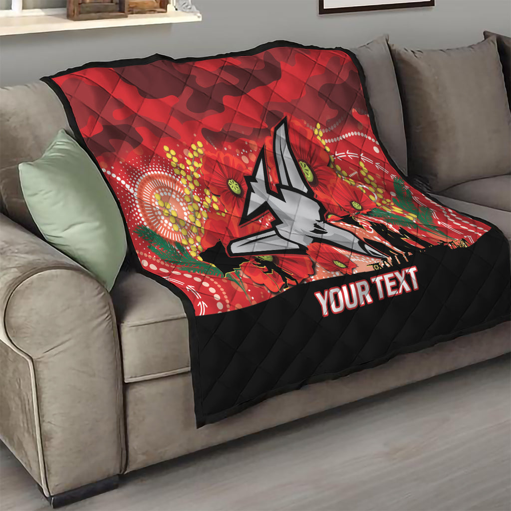Custom Essendon Football ANZAC Quilt Gallipoli Camouflage With Poppies