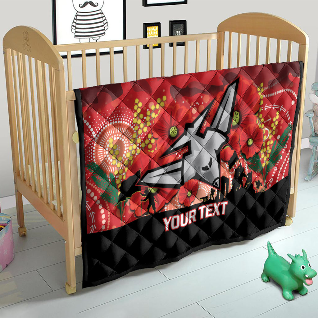 Custom Essendon Football ANZAC Quilt Gallipoli Camouflage With Poppies