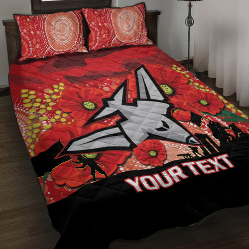 Custom Essendon Football ANZAC Quilt Bed Set Gallipoli Camouflage With Poppies
