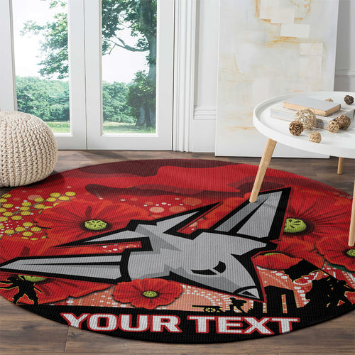 Custom Essendon Football ANZAC Round Carpet Gallipoli Camouflage With Poppies