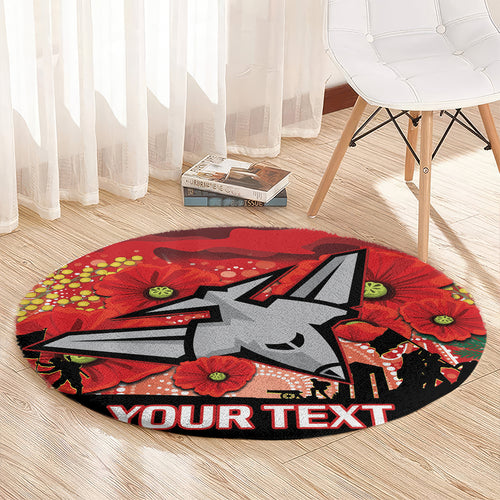Custom Essendon Football ANZAC Round Carpet Gallipoli Camouflage With Poppies