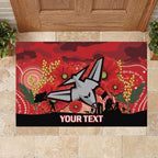 Custom Essendon Football ANZAC Rubber Doormat Gallipoli Camouflage With Poppies